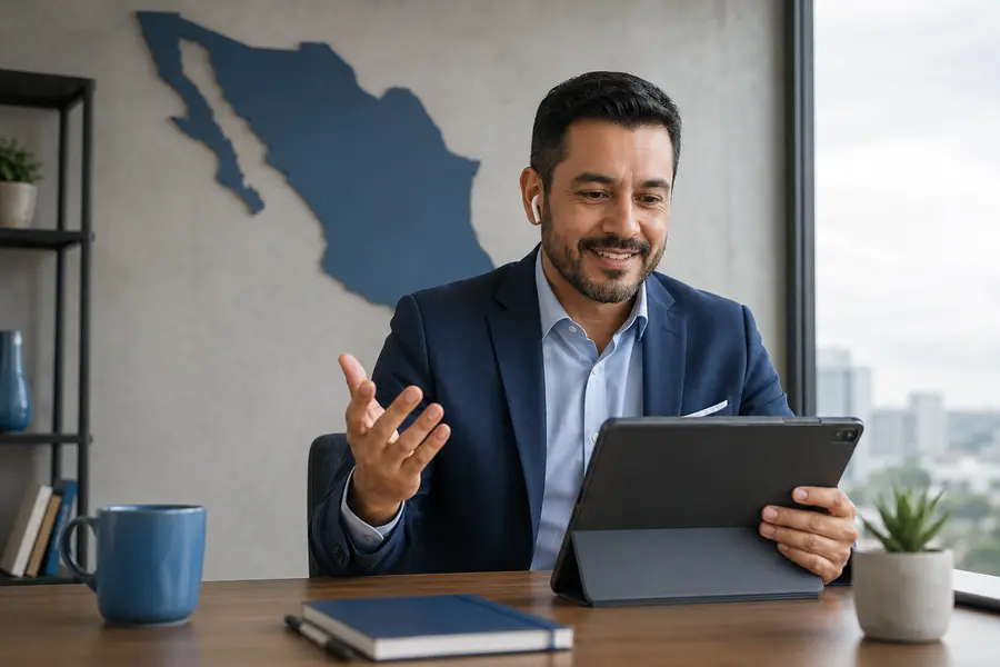 Asesor brindando atención profesional a distancia