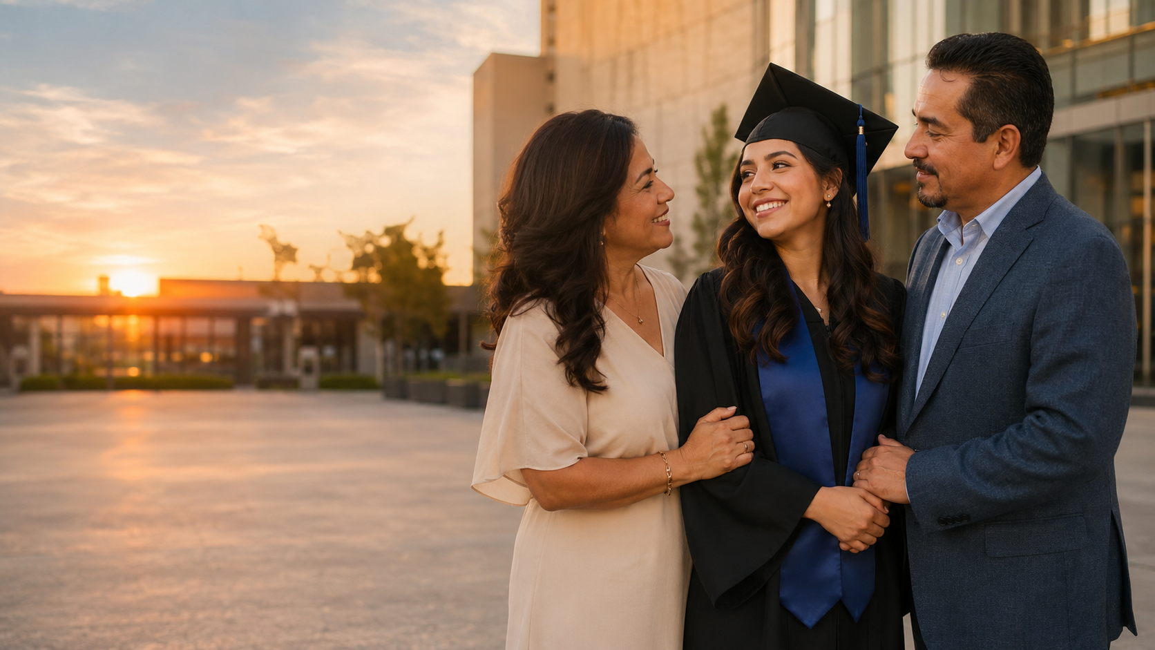 Familia celebrando una meta educativa